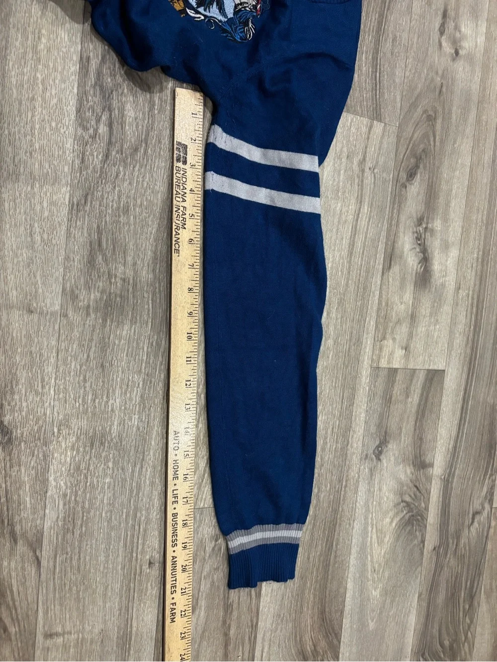 Women's Blue V-Neck Button Cardigan with Crest Detail